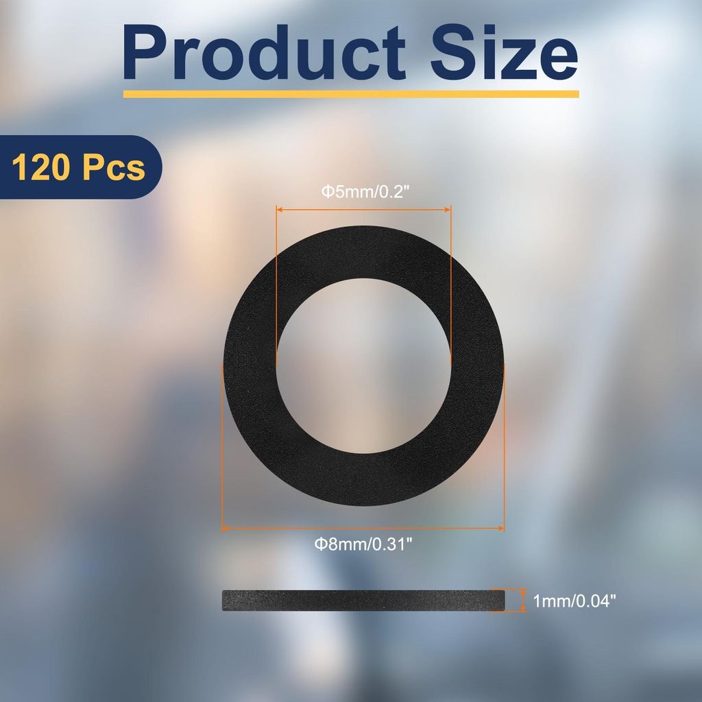 120 Stš¹ck M5 Nylon Flachdichtungen 5 mm ID 8 mm OD 1 mm dick, glatte Unterlegscheiben aus Kunststoff, Dichtungsscheiben, Befestigungselemente, D...