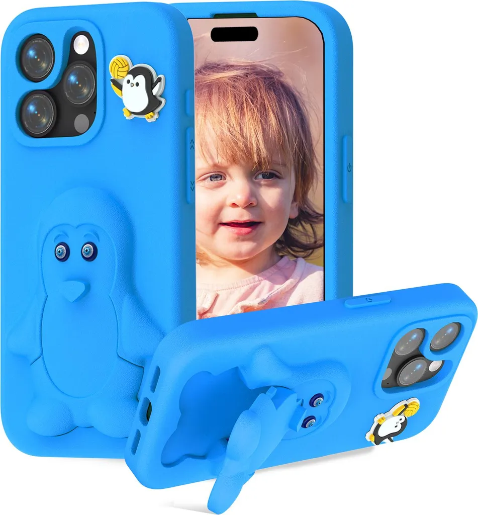 Cover Pinguino iPhone 15 Pro Max - Protezione Bambini in Morbida EVA