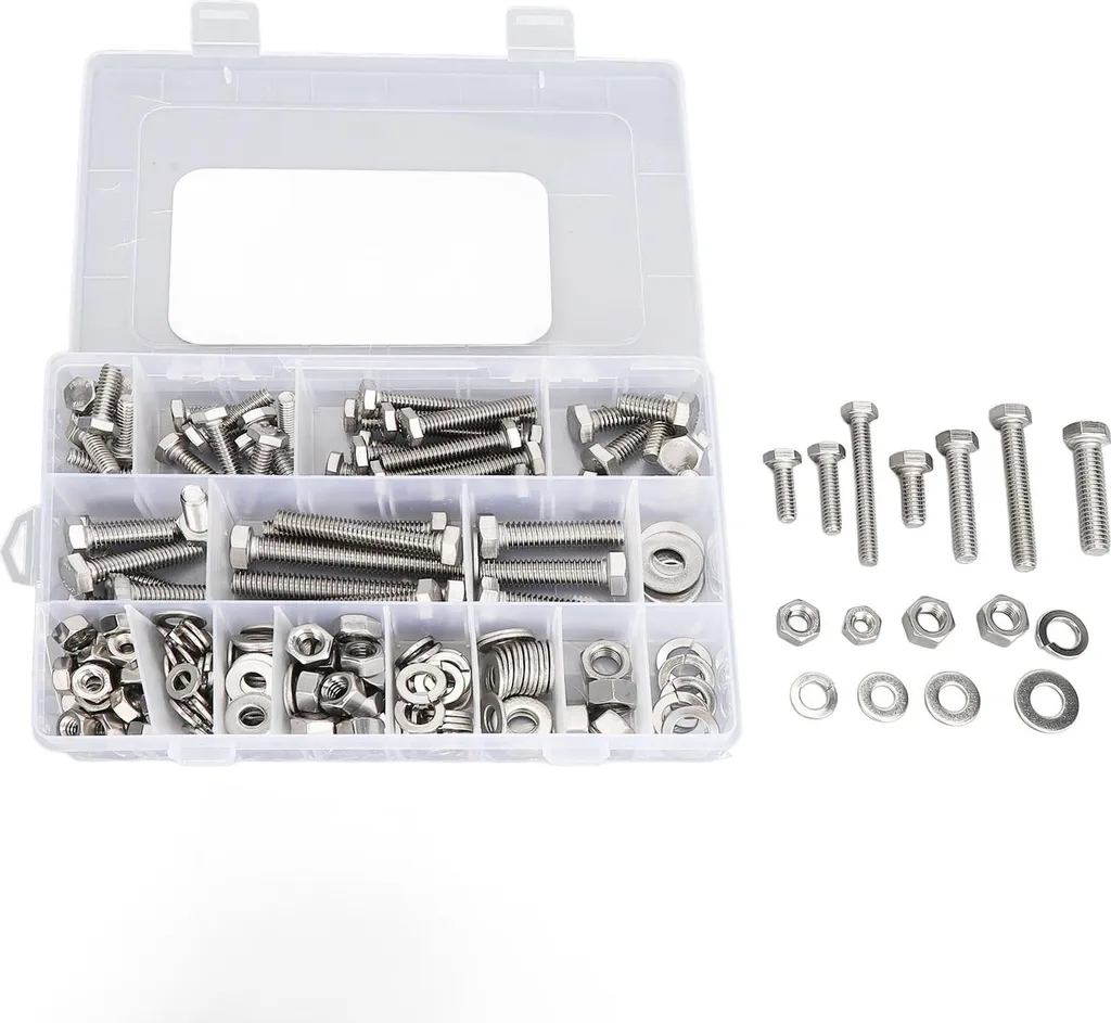 Assortiment de boulonnerie inox 246 pièces pour réparation ménagère