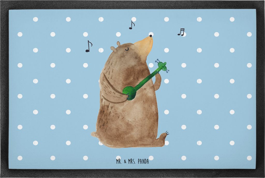 Mr. & Mrs. Panda fußmatte Bär Gitarre 60 x 90 cm - Blau Pastell - Geschenk, Bodenvorleger, Gummimatte, Schmutzfangmatte, Teddy, Schmutzmatte, Sch...