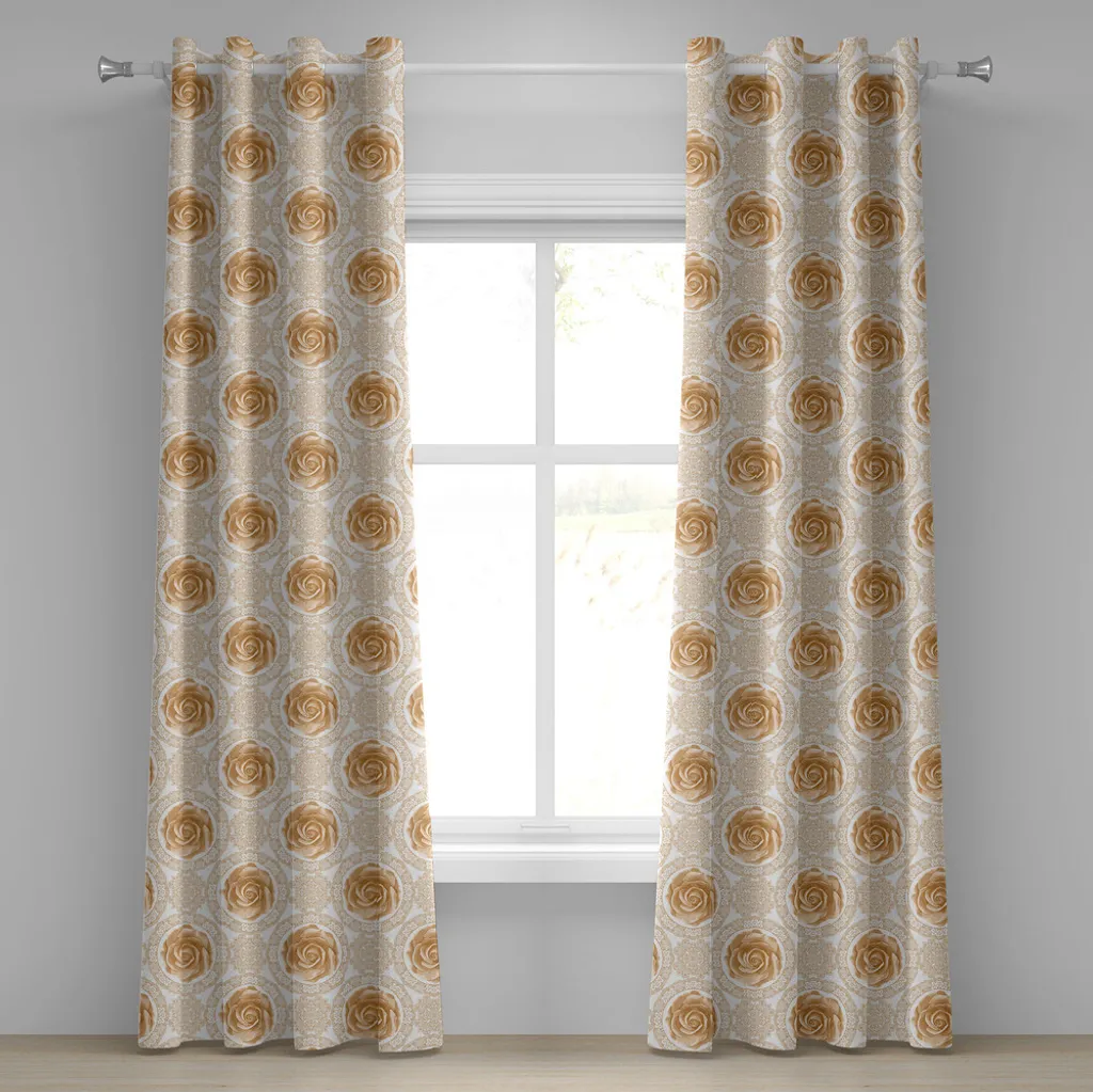 Tenda Alta Decorazione ABAKUHAUS Rose Barocche - Marrone e Bianco