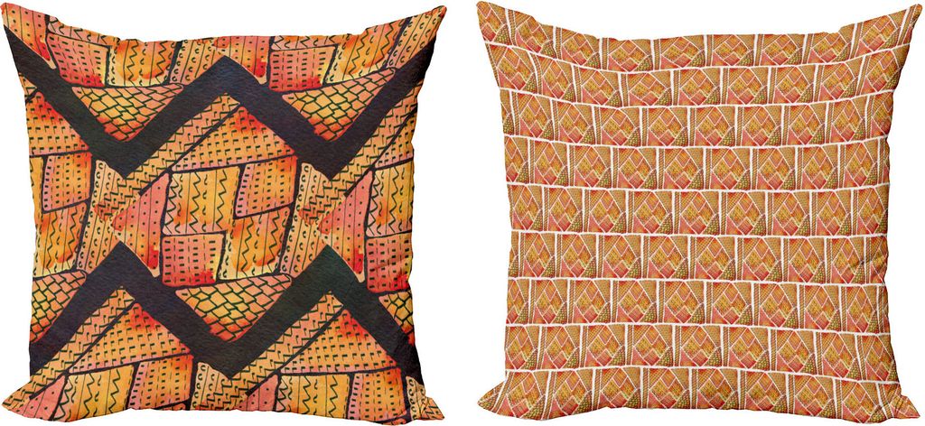 ABAKUHAUS Abstrakt Dekokissen Kissenbezug 2er Pack, Arten Aquarell Moderne, Modern Accent Doppelseitiger Digitaldruck, 45 x 45 cm, Orange Coral Grau