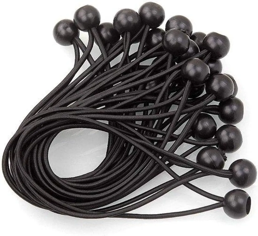 Élastiques noirs pour tentes en latex haute résistance avec boule nylon