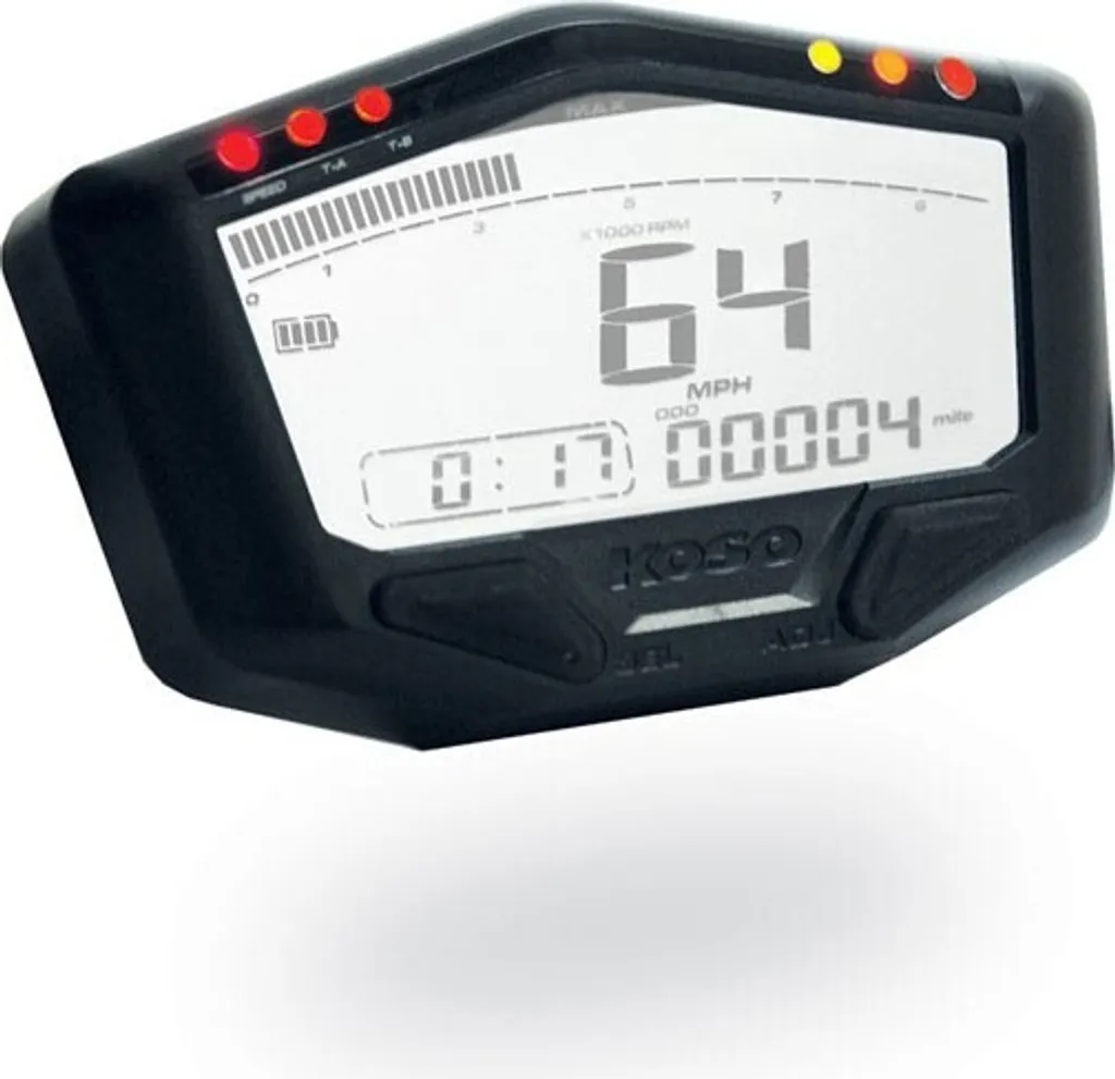 Tachimetro Koso DB02, velocità, odo, trip, rpm, temp, illuminazione bianca, versione a batteria, senza ABE