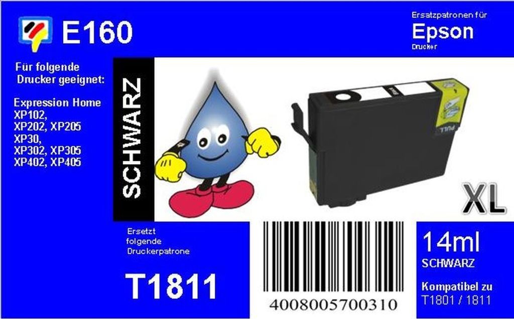 Dr. Inkjet Ersatzpatrone - schwarz - mit 14ml Inhalt ersetzt T1811XL
