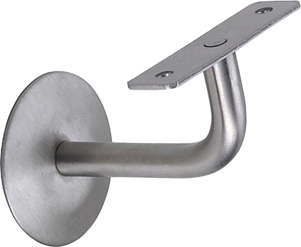 Handlaufträger mit Winkel, Wandabstand 75 mm, Edelstahl matt