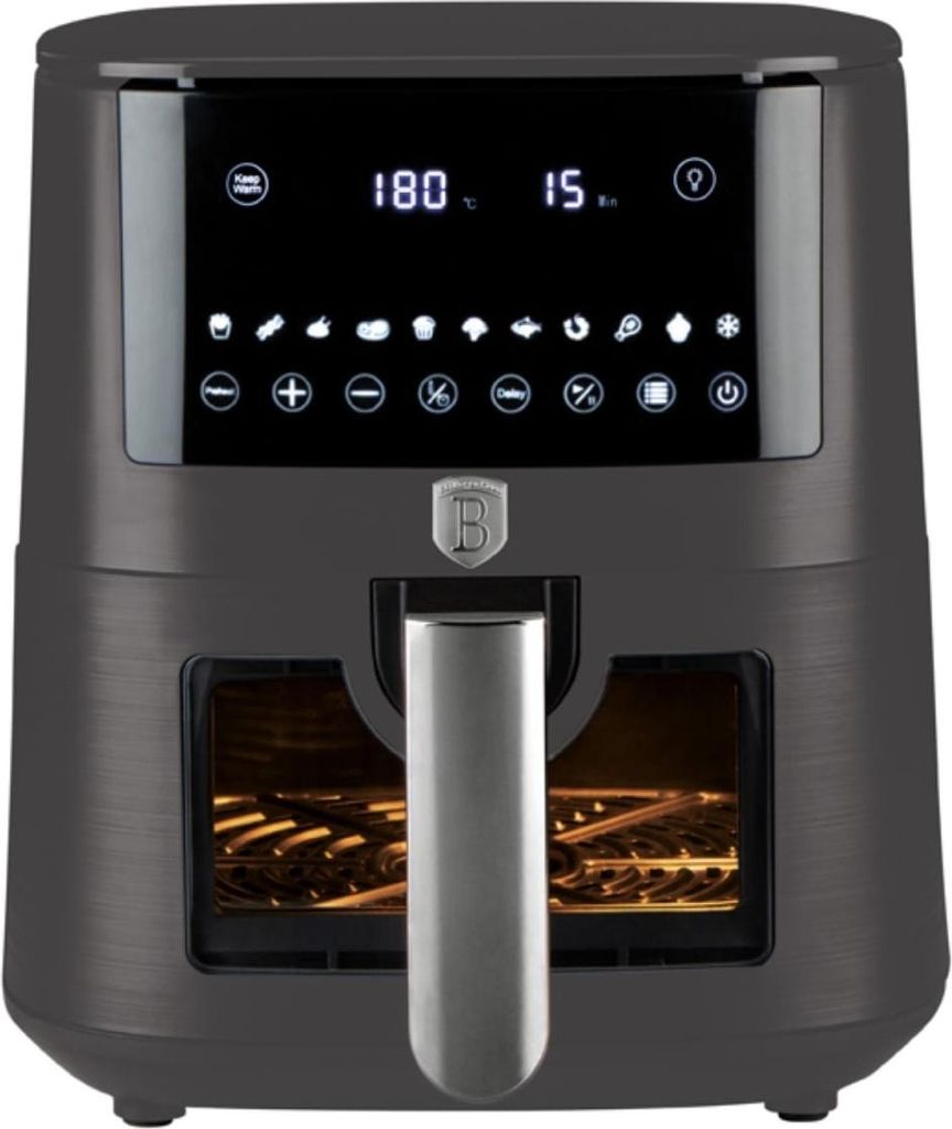 Berlinger Haus Heiluftfritteuse Air Fryer XXL 8 l Anthracit Collection Kompaktfritteusen mit LED - 11 programmen