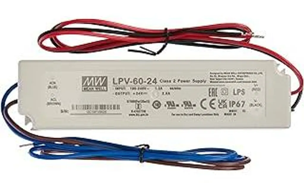 MeanWell LPV-60-24 60W 24V: Alimentatore LED IP67 Professionale