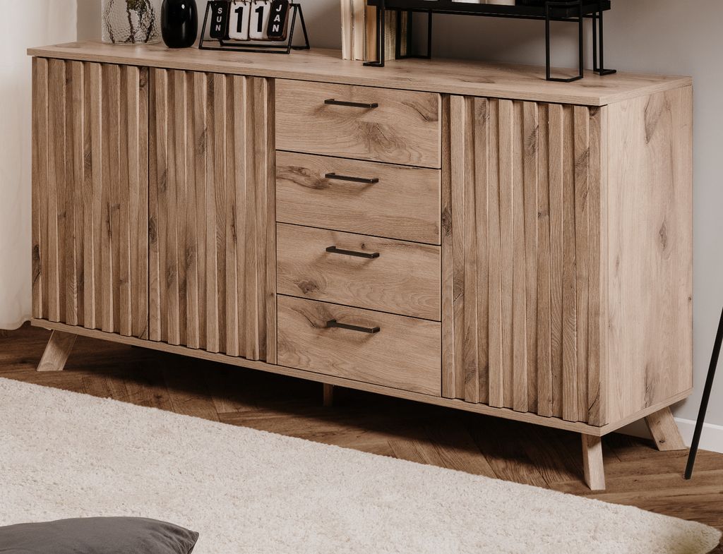 Sideboard "Douro" in Schweden Eiche Relief Wohn- und Esszimmer Kommode 175 x 85 cm