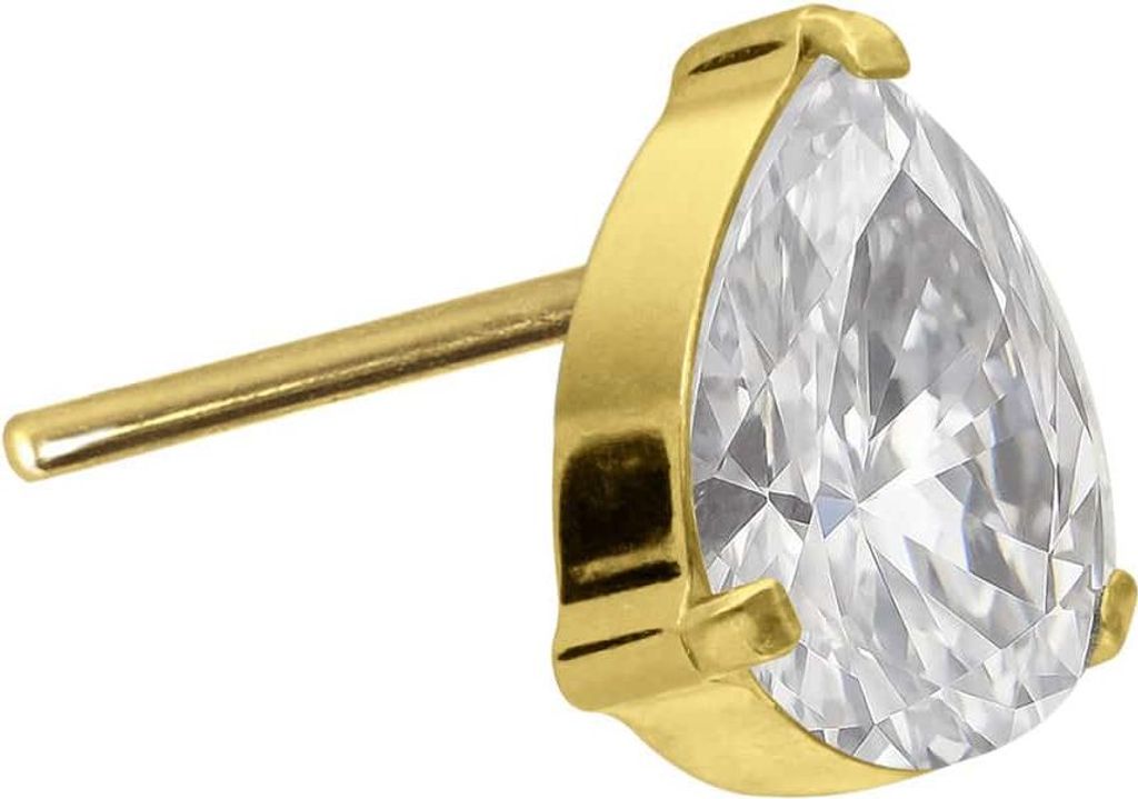 Piercing-Zubehör Titan Aufsatz mit Push Pin KRISTALLTROPFEN Gold Kristallgröße: 5 x 7mm
