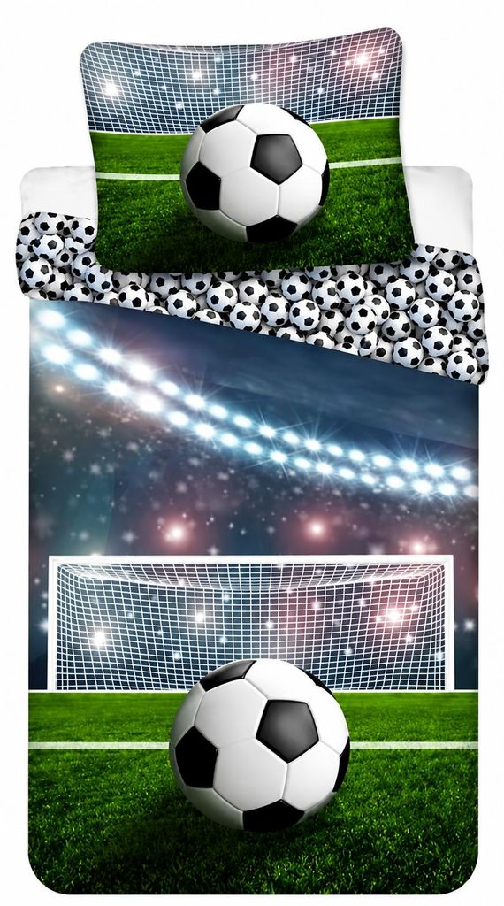Bettwäsche Set Fußball 2tlg. 135x200 cm + 80x80 cm 100% Produktbild  KI-generiertes Bild