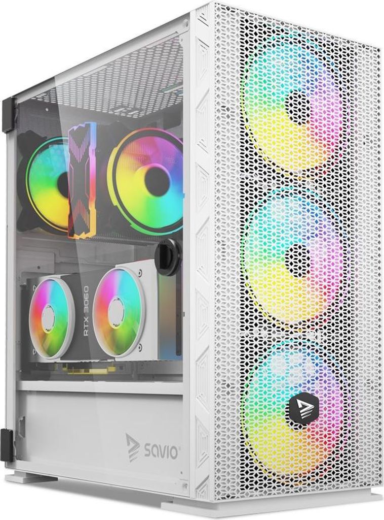 SAVIO Raptor White X1 ARGB Glass/Mesh White Computer Case