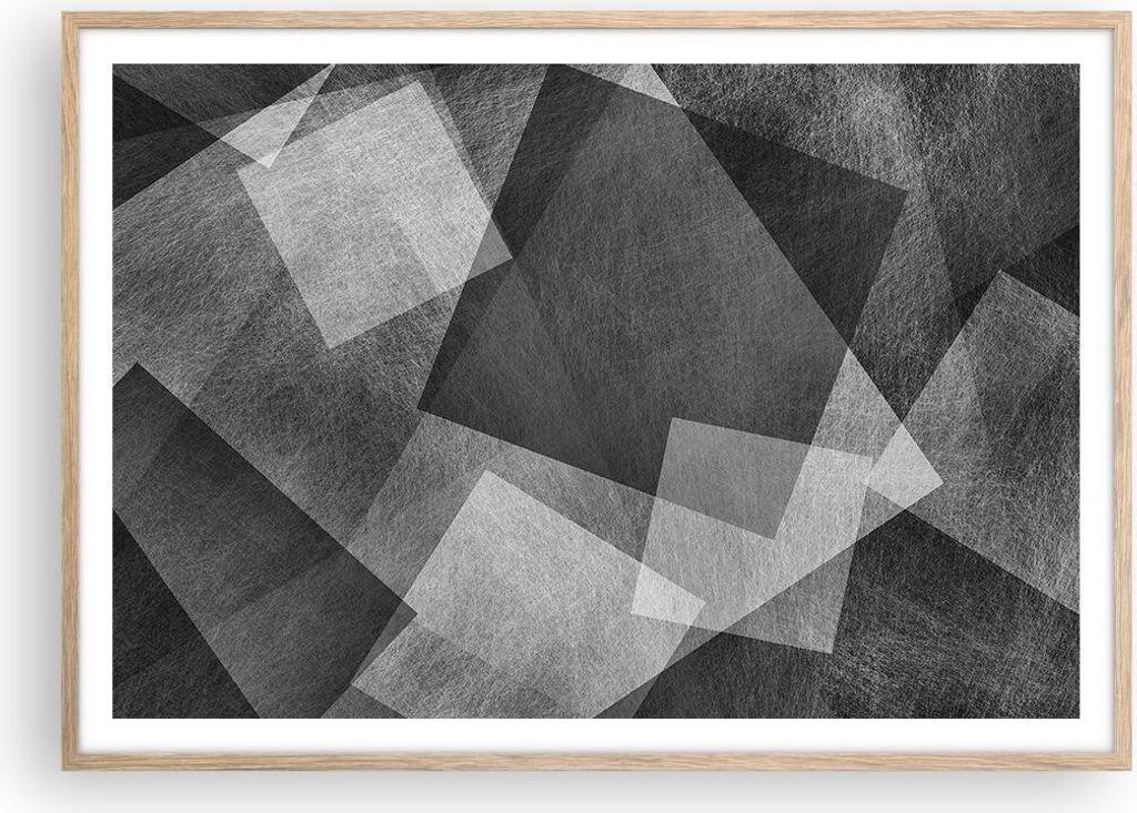 Gerahmtes Poster - Rahmen in heller Eiche - Abstraktion modern - 100x70 cm - Wand Bild - Wanddeko - Wandbilder - Wandposter - Bilderrahmen - Bilder...