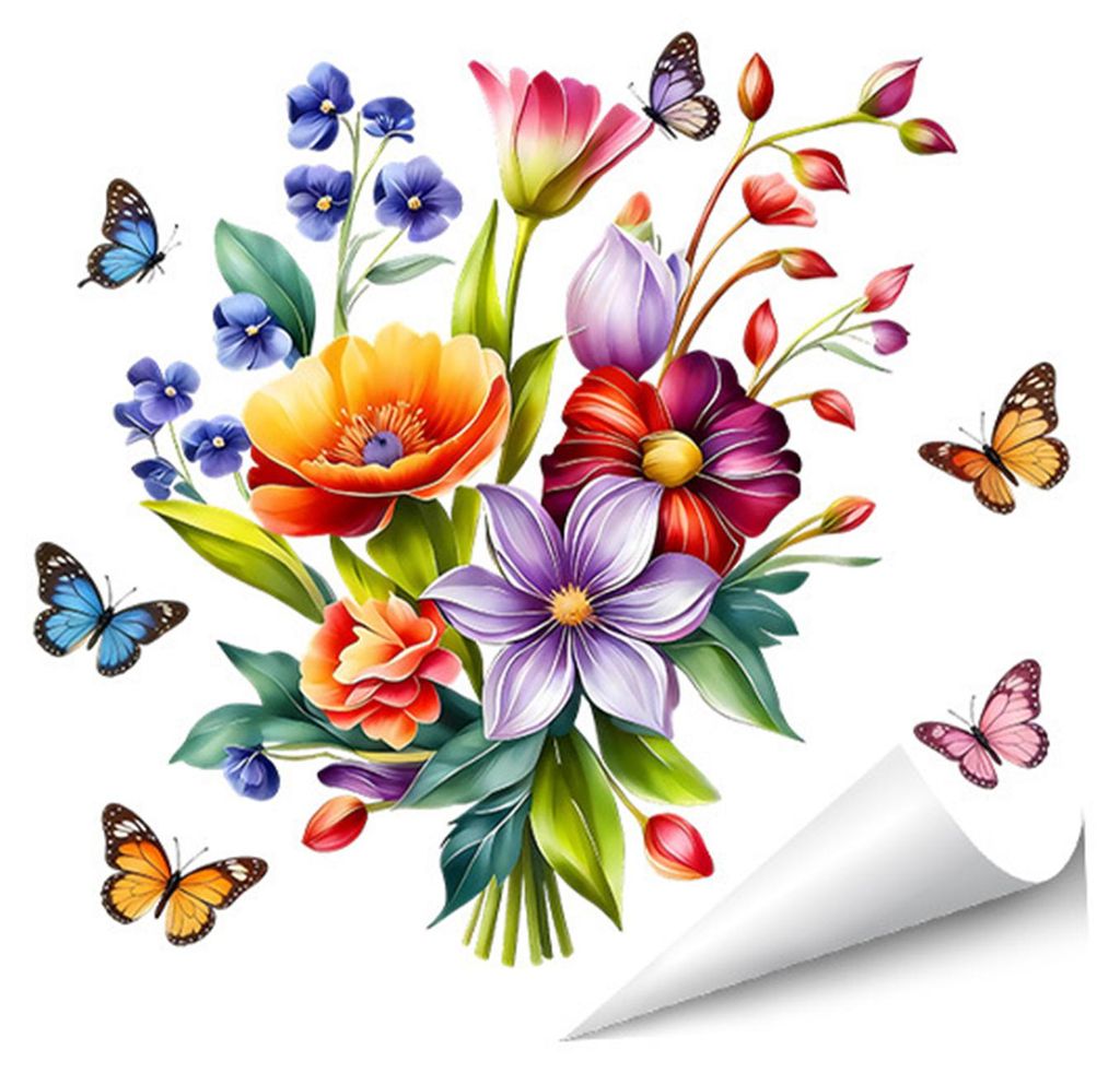 Selbstklebende Blumen-Wandtattoos zum Abziehen und Aufkleben für Wände, Schränke, Kühlschränke, Schlafzimmer, Badezimmer, Küche