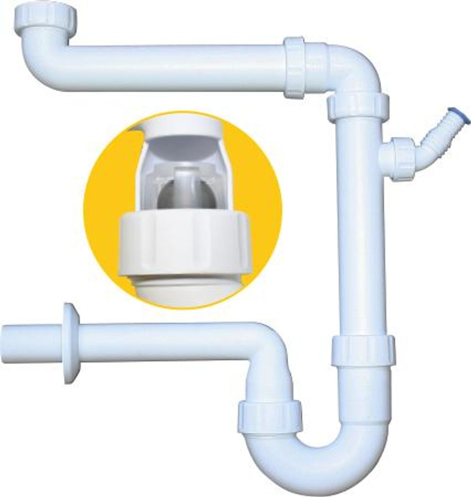 PP-Raumspar-Siphon 11/4" und 11/2" mit Geräteanschluss DN 32 - DN 50