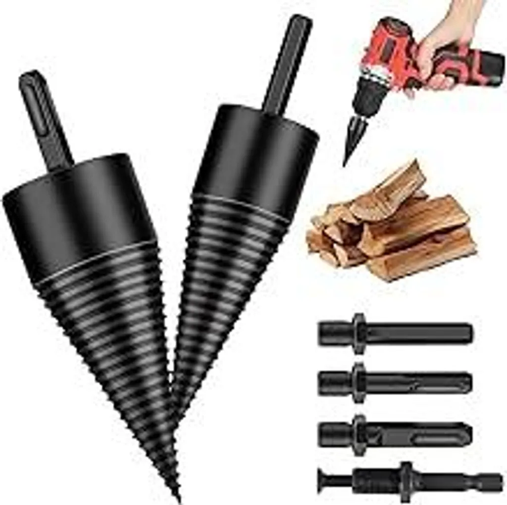 Punta conica per spaccalegna 42 mm + 32 mm Set di punte coniche per spaccalegna con 4 impugnature Punta conica per spaccalegna Punta per spaccalegna, punta conica con gambo Punta per spaccalegna Punta per legna da ardere