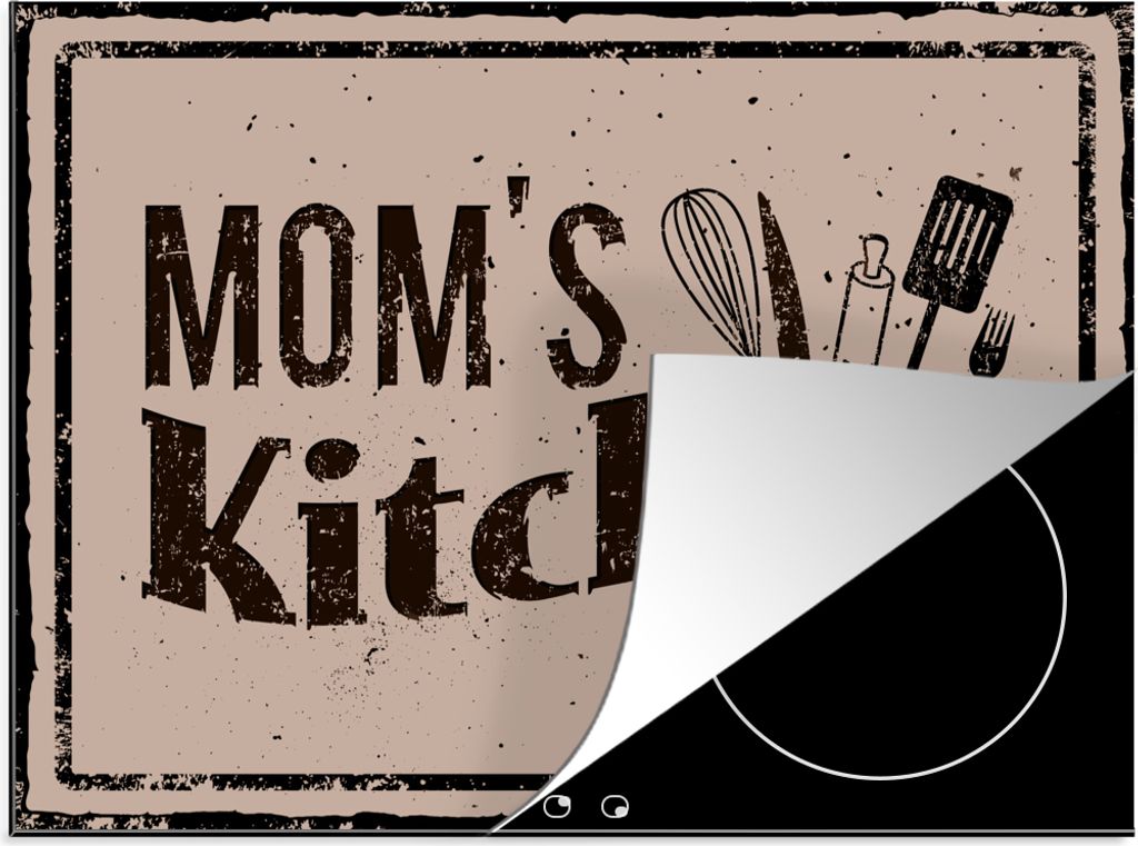 KitchenYeah Herdabdeckplatte Küche - Mama - Vintage , 71x52cm, Küche Deko, Glaskeramikfeld Herdabdeckung, Abdeckplatte fùr Kochfeld