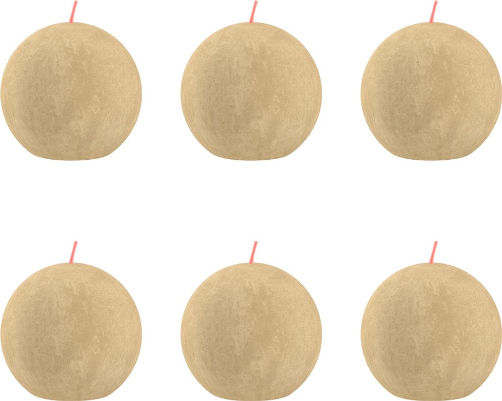 Bolsius - Rustikale Kugelkerze - Ø76mm - Haferbeige - Vorteilspack - 6 Stücke