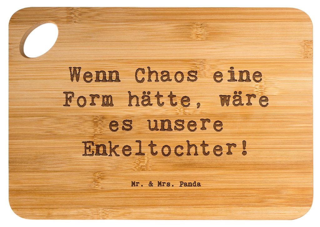 Mr. & Mrs. Panda Frühstücksbrett Spruch Enkeltochter Chaos - Transparent - Geschenk, Hackbrett, Enkel, Lebensfreude, Holzbrett, Schneidebrett, En...