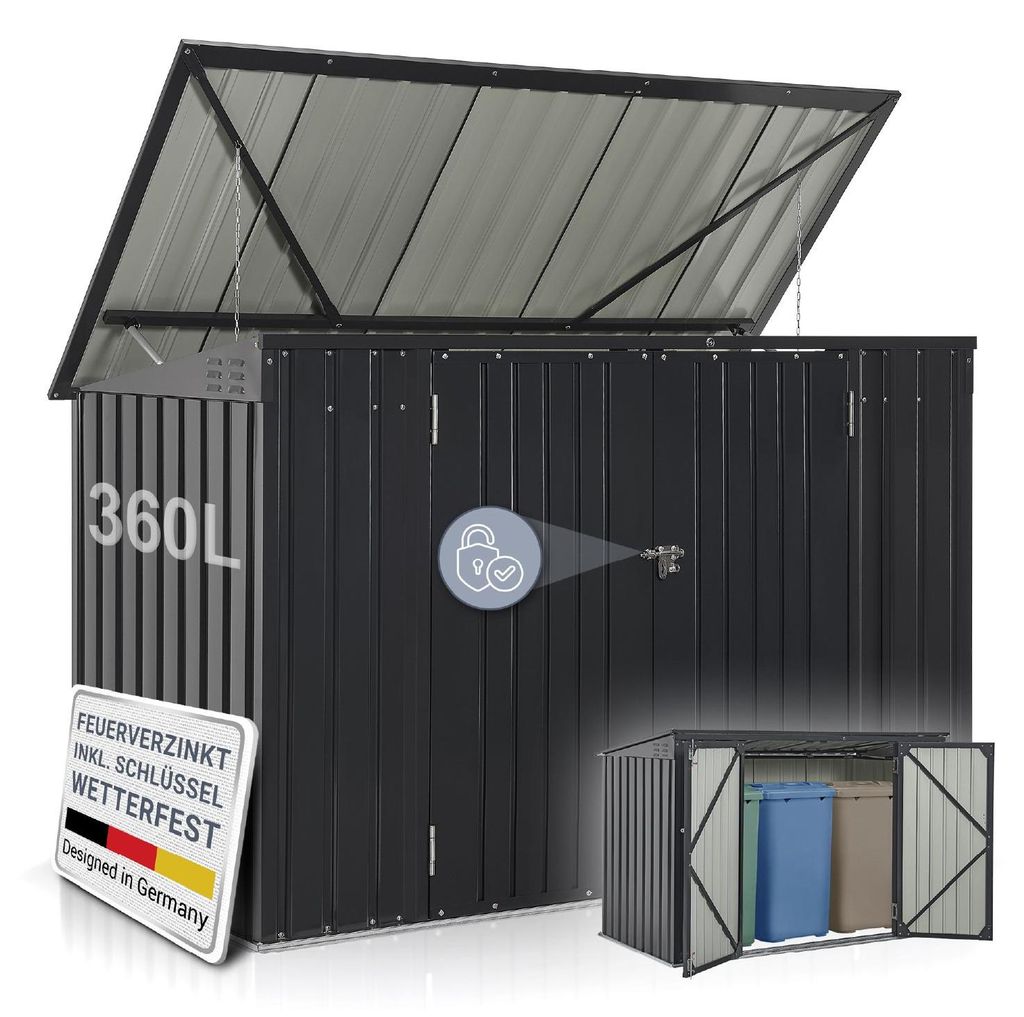 Juskys 3er Mülltonnenbox Namur 3 x 120 Liter Tonnen - 2 m² Produktbild 