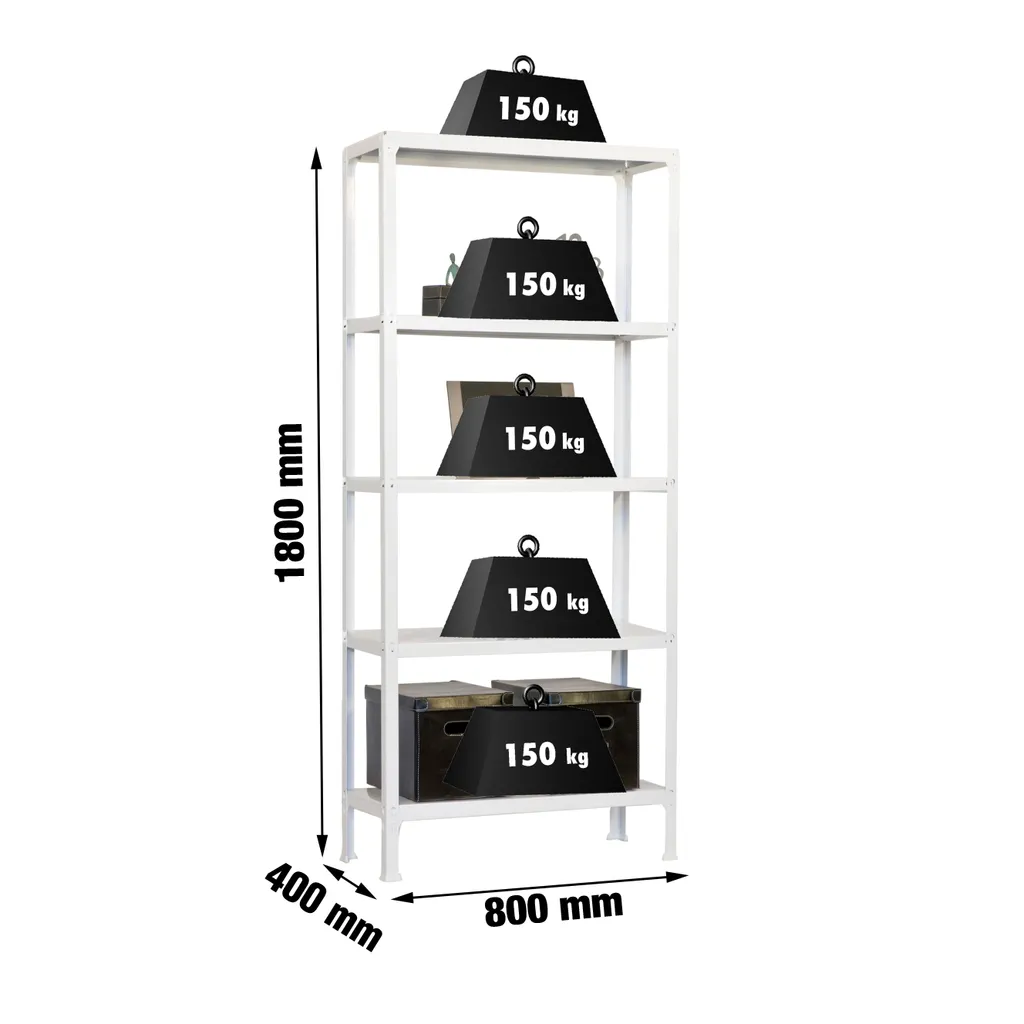 Étagère métal Click Mini sans vis avec 5 niveaux de rangement blanc