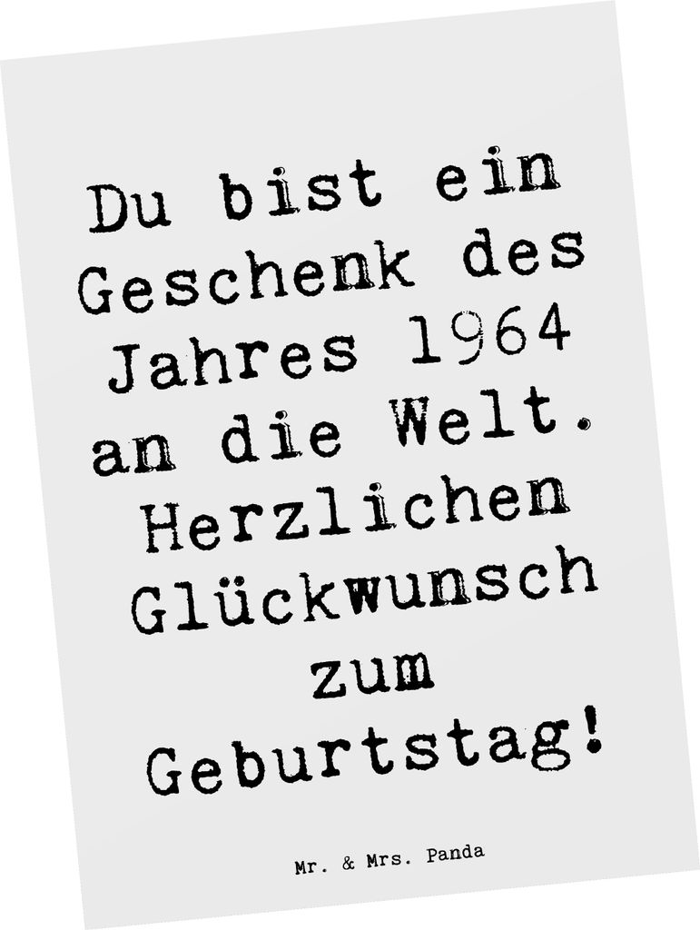 Mr. & Mrs. Panda Postkarte Spruch 1964 Geburtstag Geschenk - Weiß - Happy Birthday, Geburtstagsgeschenke, Geburtstagsgeschenk, Glückwunsch, Ansic...