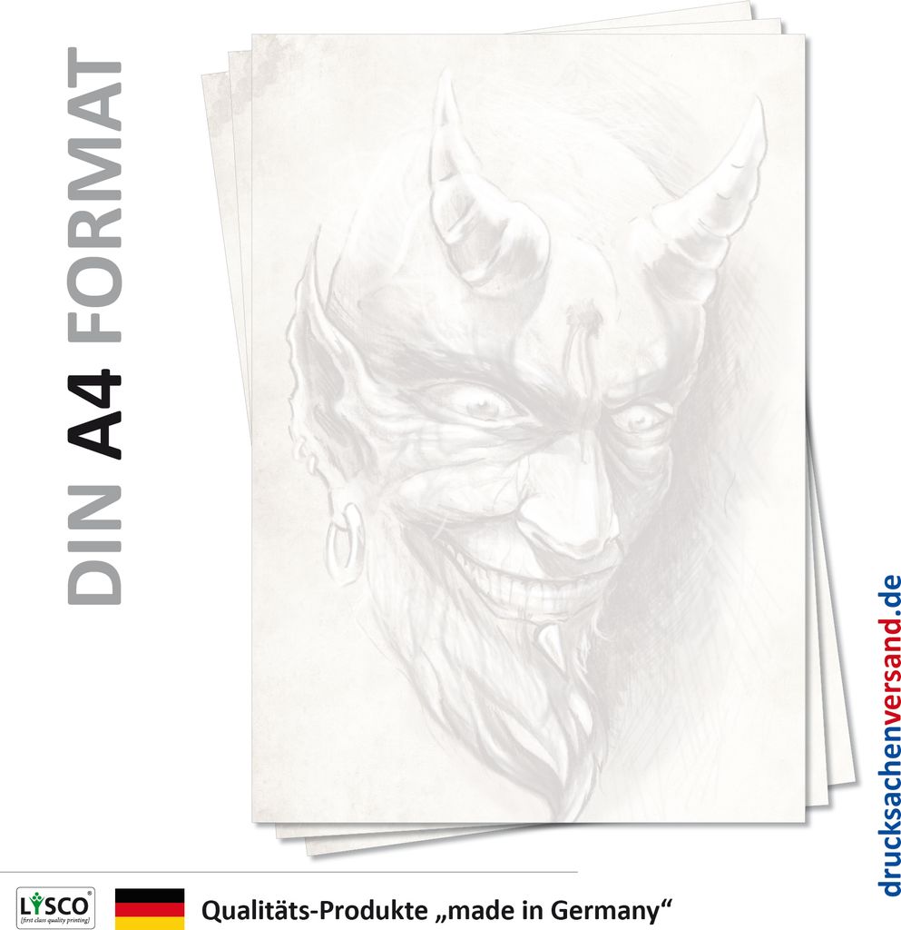 Motiv Briefpapier (MPA-5124, DIN A4, 100 Blatt) Teufel mit teuflisch gierigem Blick Motivpapier Kunst Malerei Ohrring