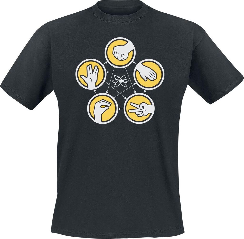 The Big Bang Theory T-Shirt Herren Rock Paper Scissors Lizard Spock schwarz L