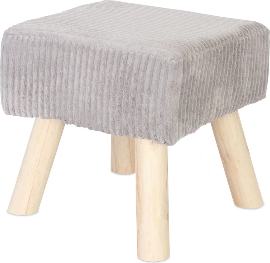 Relaxdays Hocker Cord, Holzbeine, gepolstert, HBT: 30x30x30 Produktbild 
