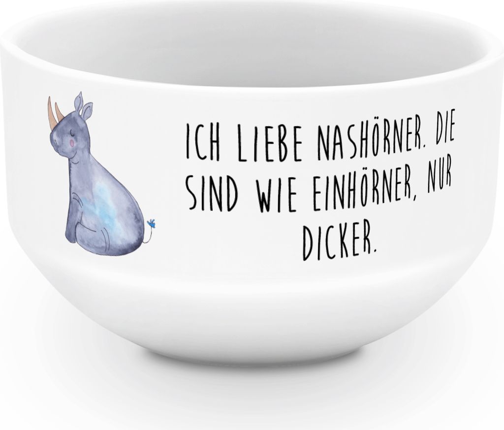 Mr. & Mrs. Panda schale Einhorn Nashorn - Weiß - Geschenk, Zoo, Müsli Schüssel, Regenbogen, Obstschale, reisschale, Nashörner, Unicorn, Lustig,...