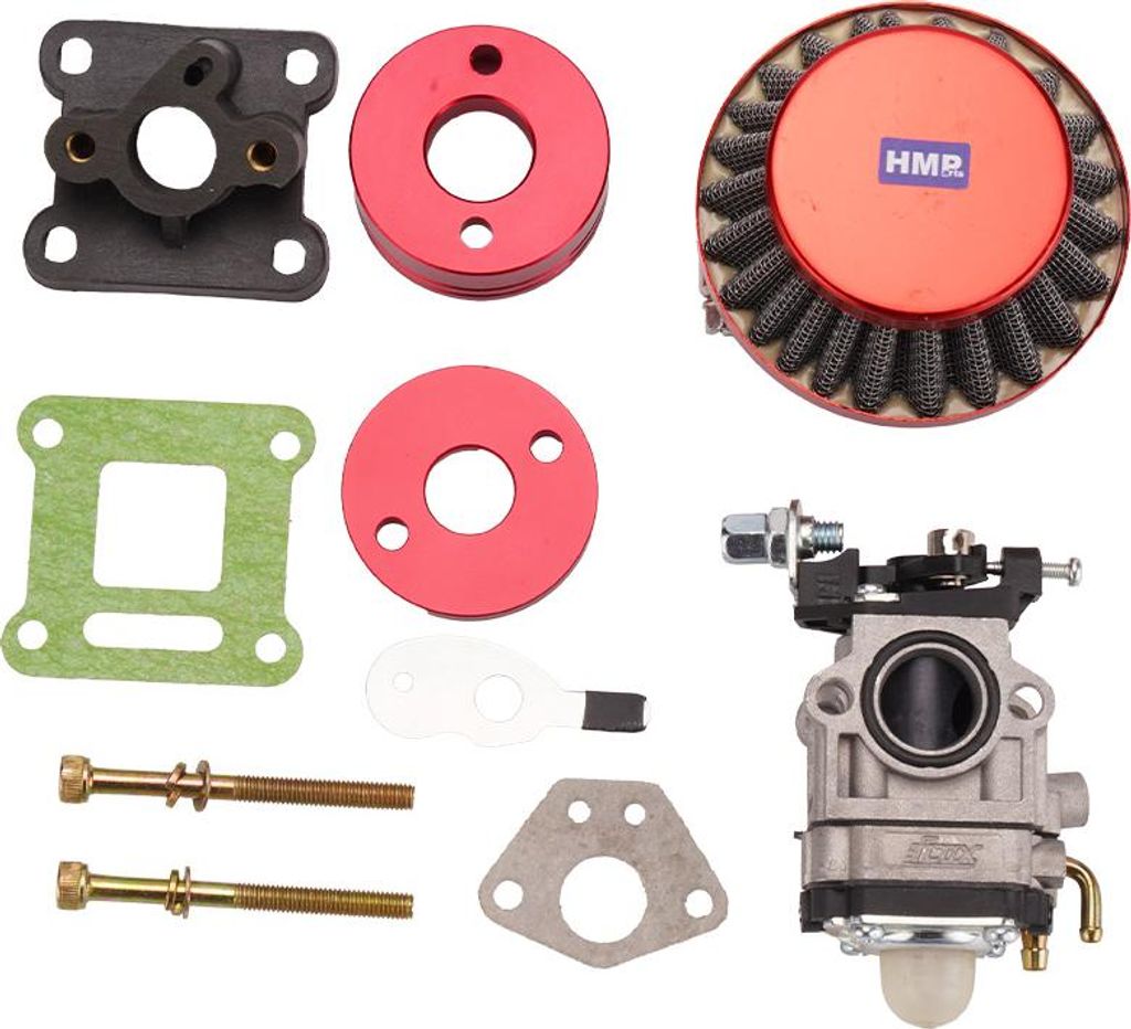 Tuning Vergaser Set 47 CCM / 49 CCM 15 mm rot  Pocket Bike Produktbild 