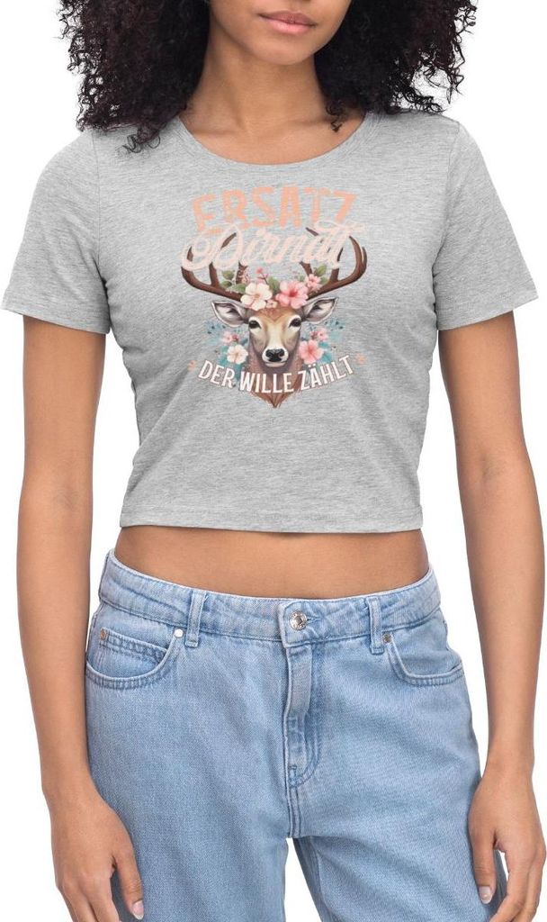 Spreadshirt Ersatz Dirndl Trachten T-Shirt Für Damen Und Kinder Crop Top, XS, Grau meliert