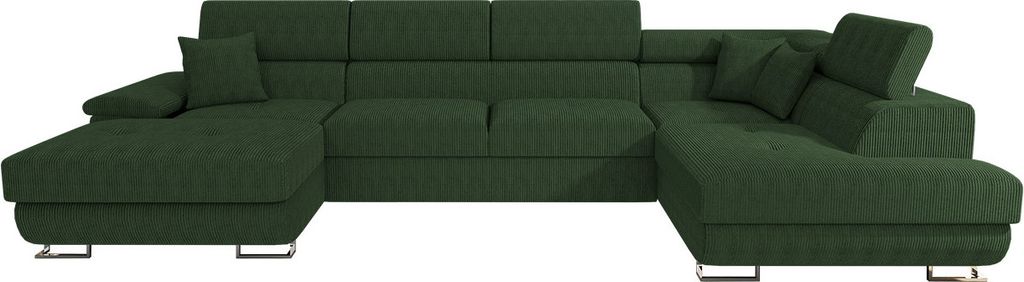 MIRJAN24 Wohnlandschaft Cotere Bis Cord, U-Form Eckcouch mit Schlaffunktion und Bettkasten (Farbe: Poso 14, Seite: Rechts)