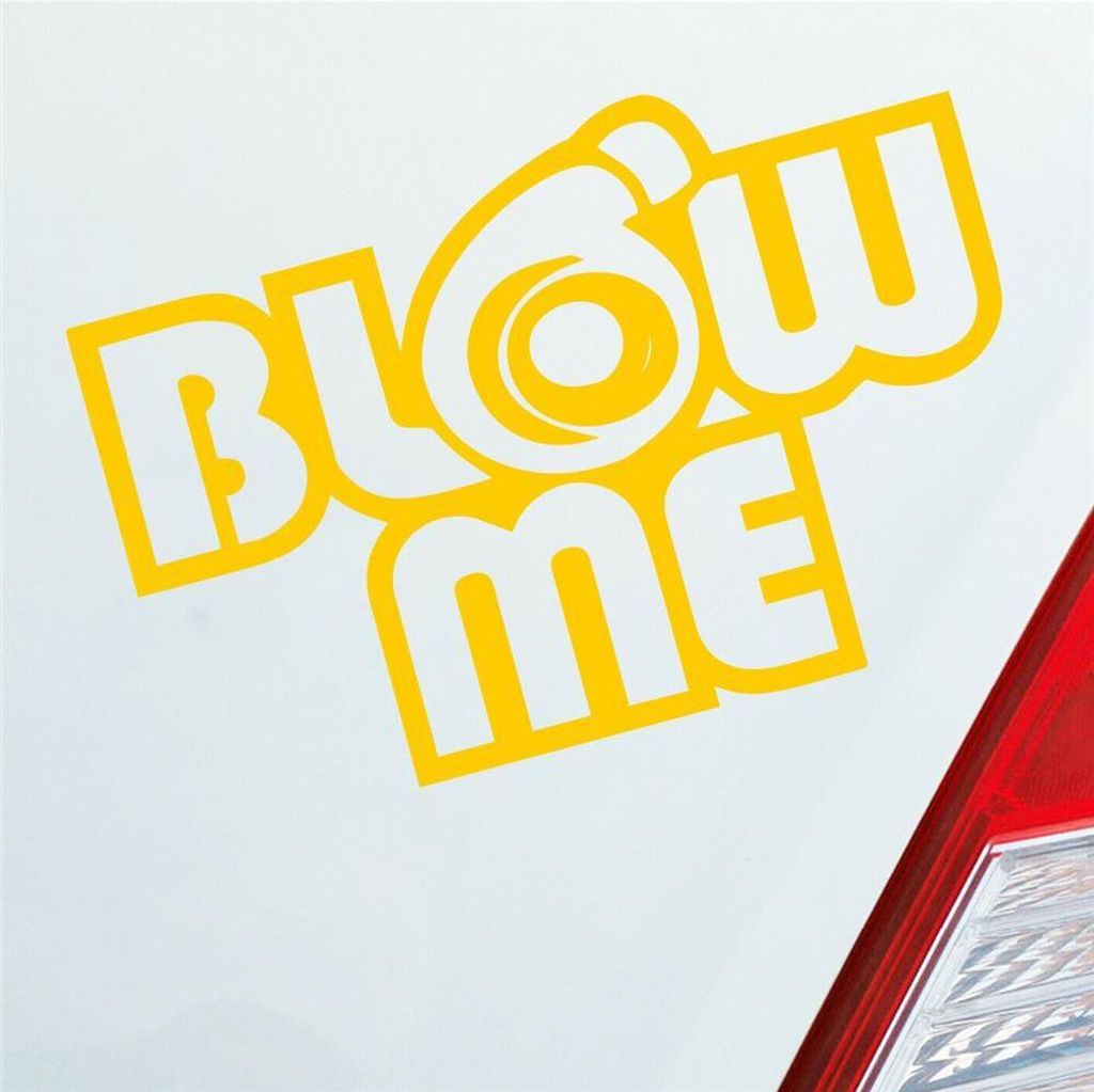 Auto Aufkleber BLOW ME BOOSTER Turbo Tuning 12x8 cm Gelb Sticker Heckscheibenaufkleber