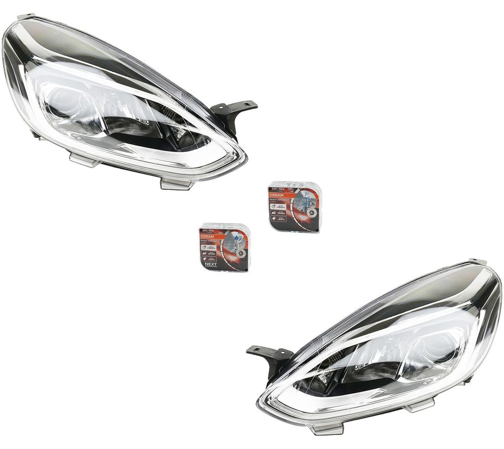 Scheinwerfer L R Set + Osram Night Breaker Laser passend für Ford Fiesta TFL LED 3301101 2118586 H1BB13100CD 2498438 2547941 2469097 2461851 22 Johns