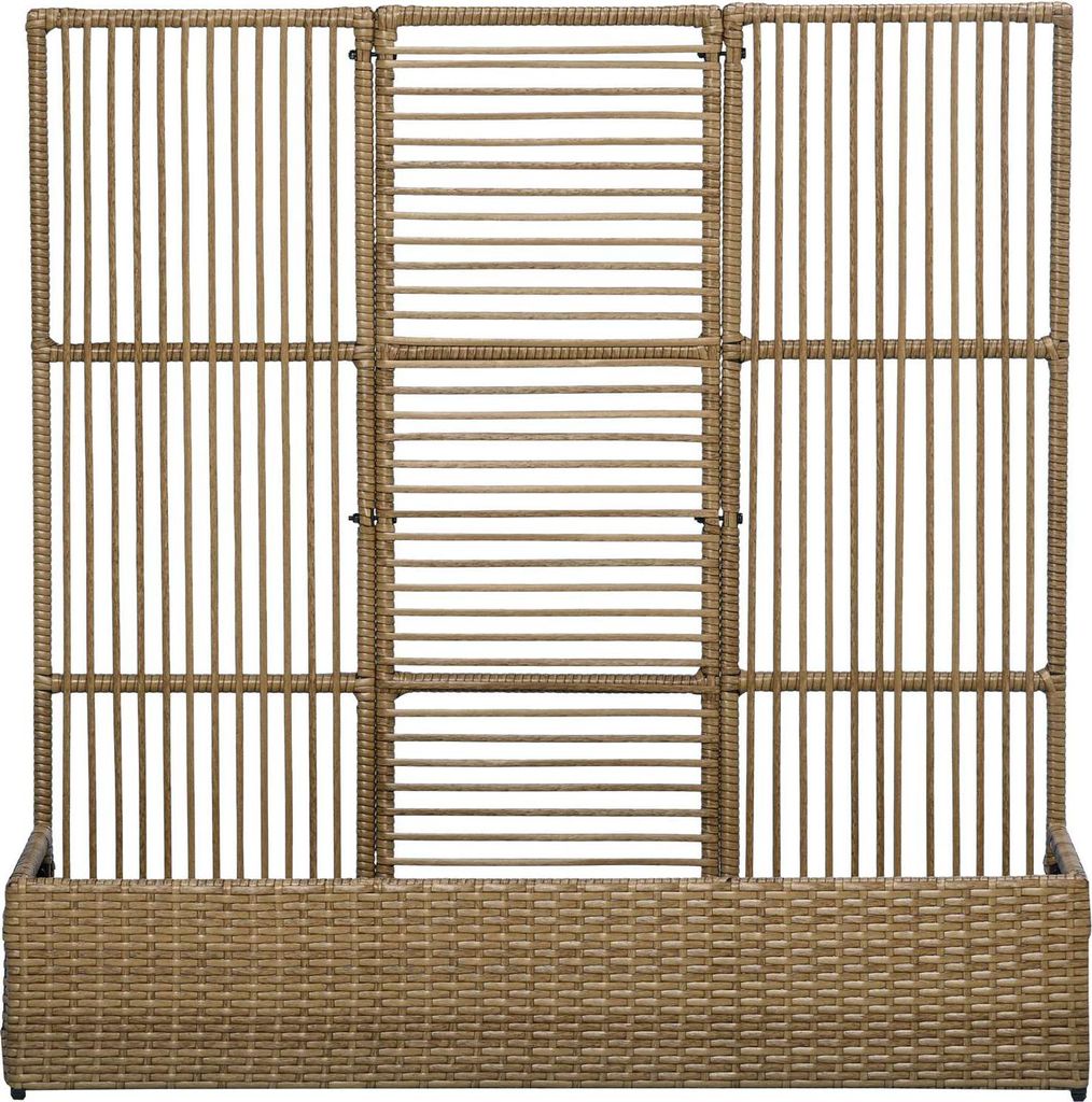 Polyrattan Hochbeet Mit Rankgitter, Blumenkasten, Pflanzenkasten, Blumenbeet, Für Garten, Balkon, Sand, 103 X 103 X 29 Cm