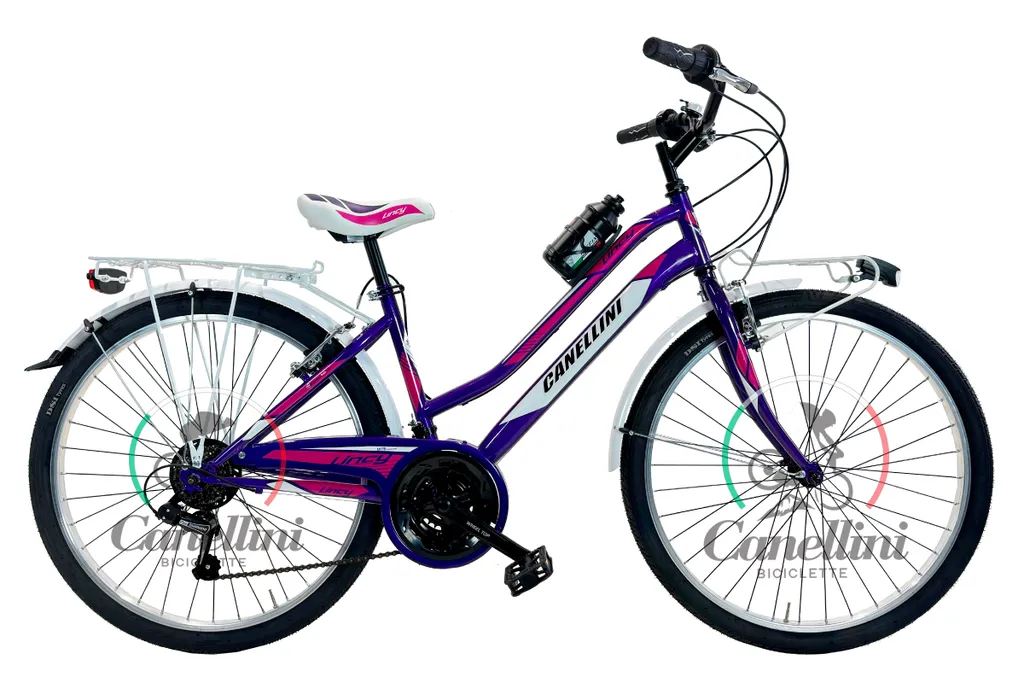 Canellini LINCY 26 - Vélo Tout-Terrain Enfant avec 18 Vitesses Fuchsia