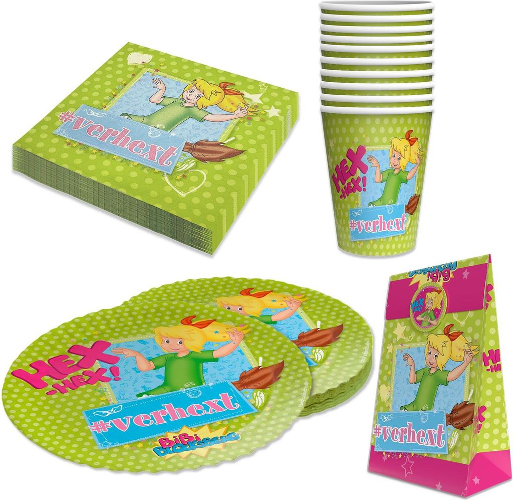 Bibi Blocksberg 50-tlg. Set - Becher Teller Servietten Geschenktüten