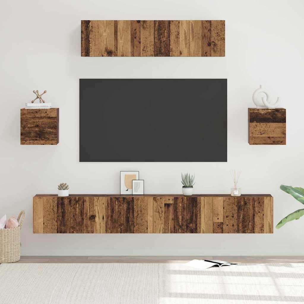 Maison Exclusive - TV-Schrankset Wandmontiert 7 pcs Altholz Holzwerkstoff