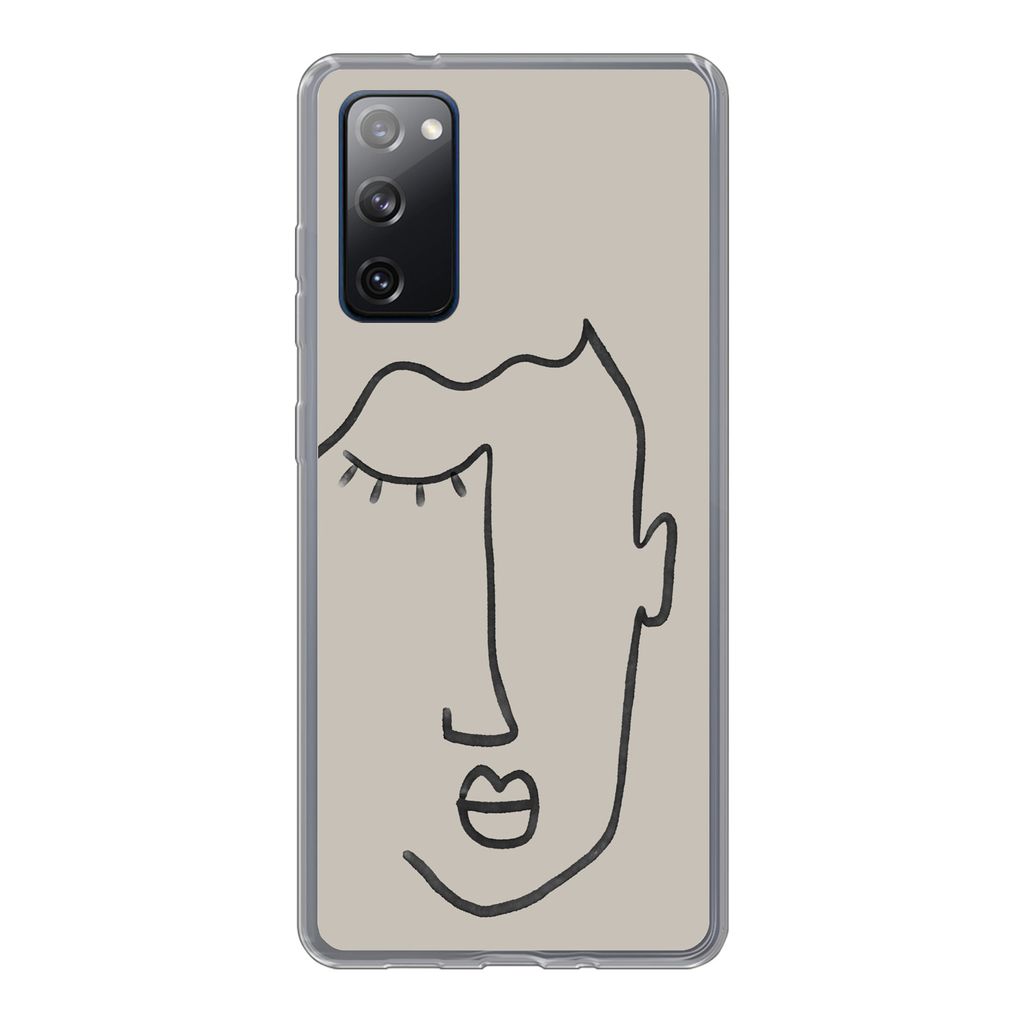 MuchoWow Handyhülle Schutzhülle Hülle für Samsung Galaxy S20 FE Auge - Abstrakt - Strichzeichnung Silikon Softcase Handy Hülle - Abdeckung
