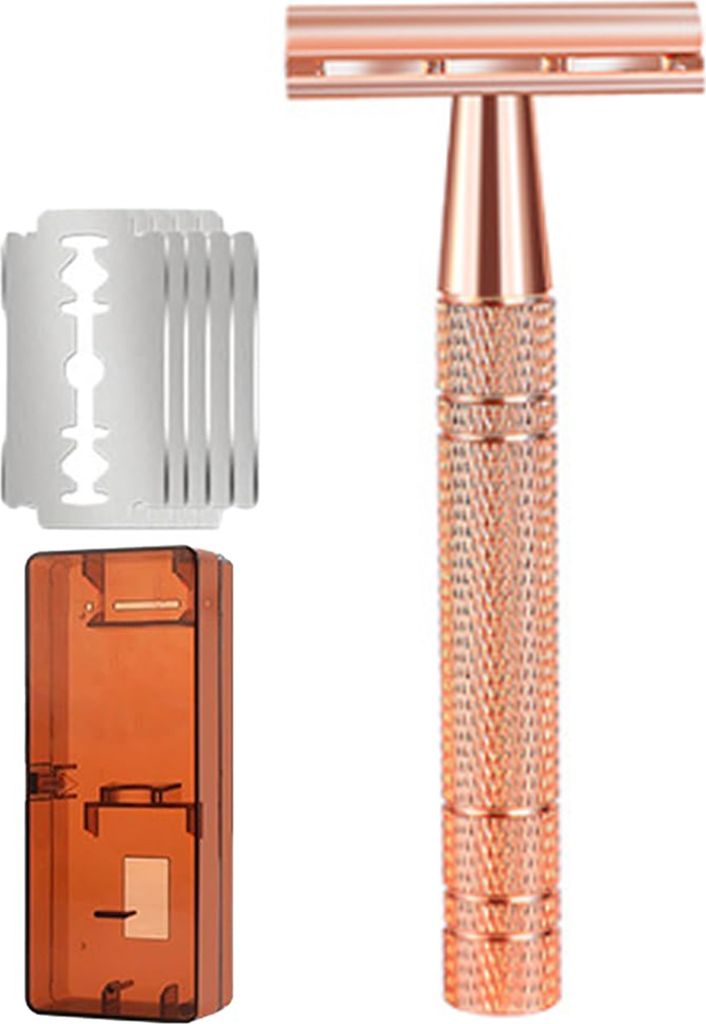 Manueller Rasierer mit 5 Klingen-Nachfüllpackungen, Aufbewahrungsbox, scharfe Klinge aus Zinklegierung, Aluminiumgriff, Männer und Frauen, Haarsc...