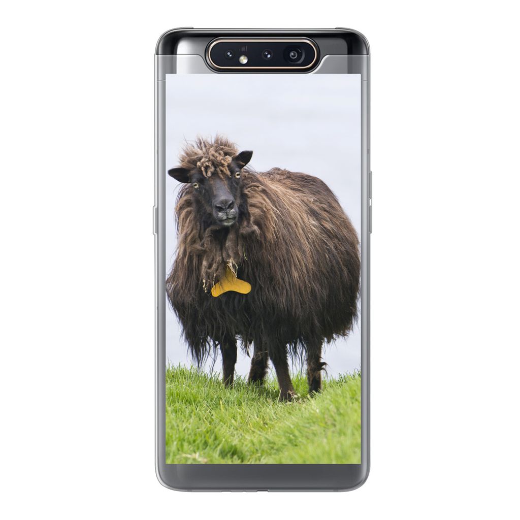 MuchoWow Handyhülle Schutzhülle Hülle für Samsung Galaxy A80 Schafe - Braun - Meer Silikon Softcase Handy Hülle - Schutzdeckel