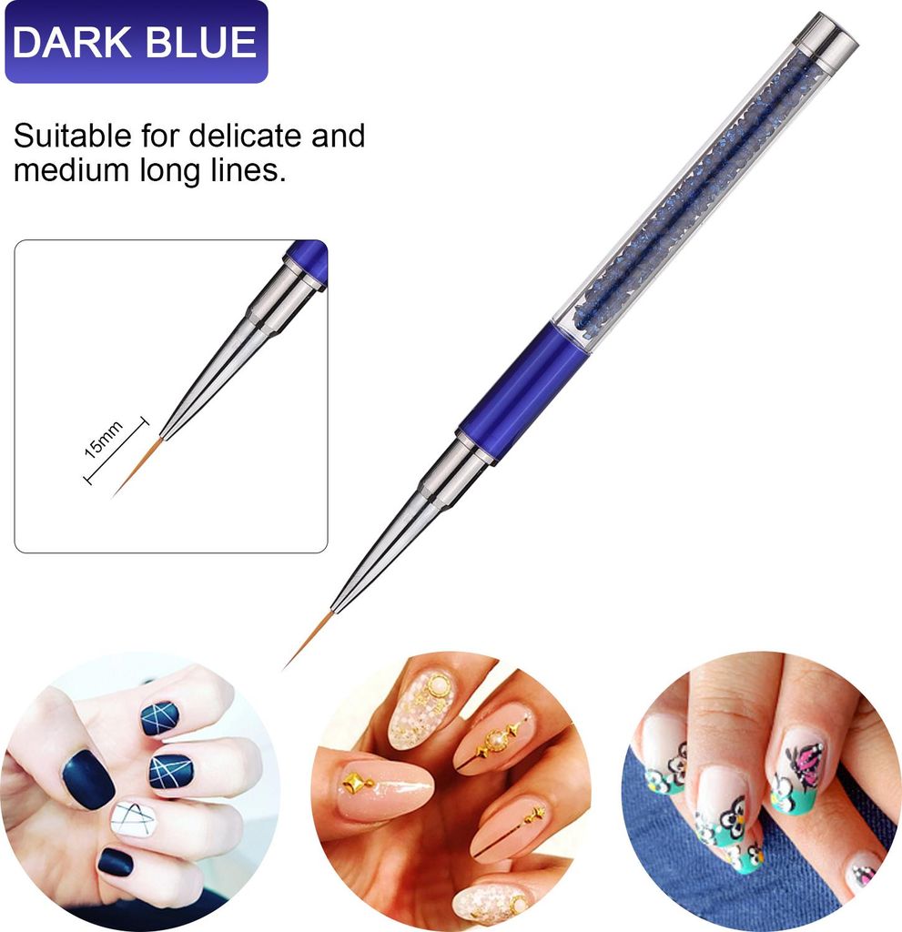 Nail Art Pen Pinsel Gel Nagellack Malerei Zeichnung Linie Streifen Blumen Design 5 Stück 7/9/11/15/20 mm DIY Pinsel Set