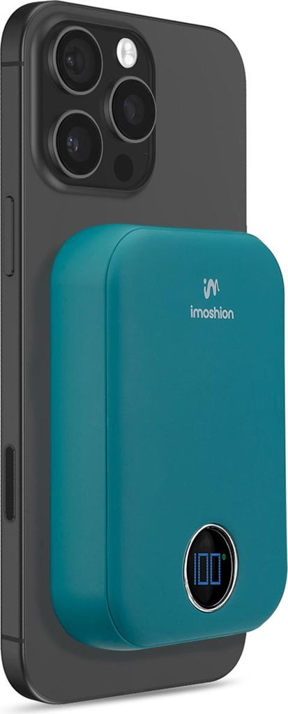 imoshion MagSafe Powerbank - 10.000 mAh - Kabellose Powerbank - Petrolgrün