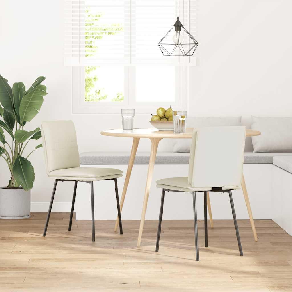 vidaXL Esszimmerstühle 2 Stk. Creme Samt