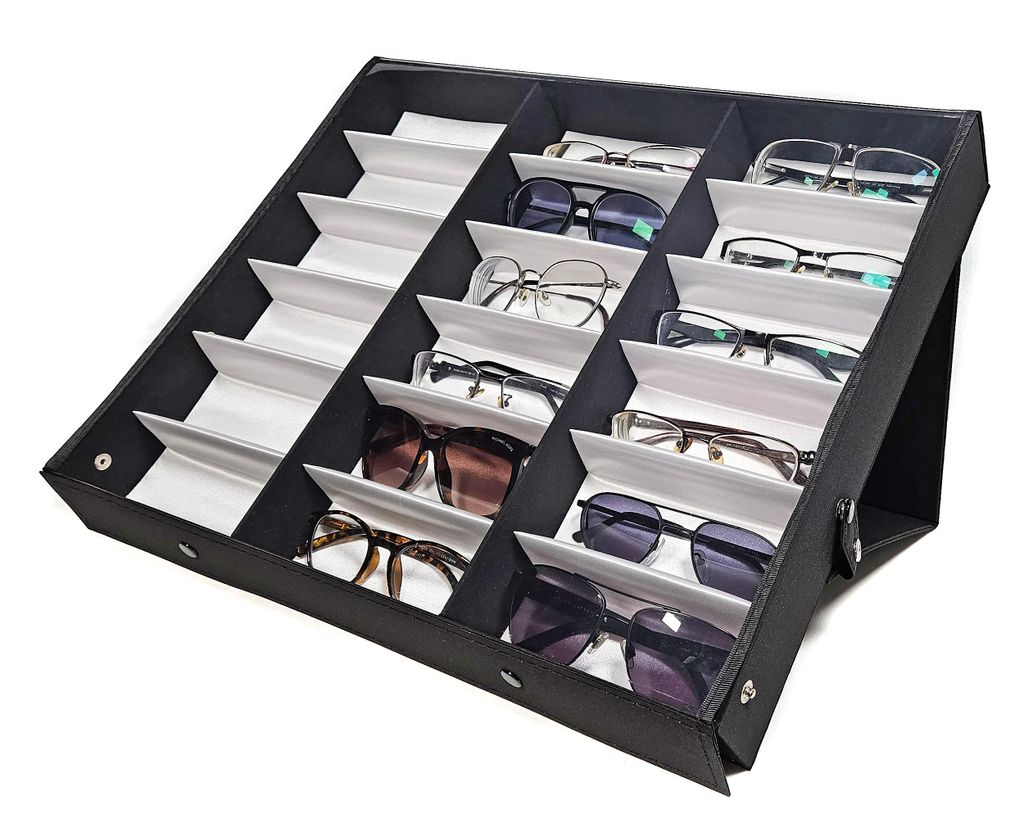 Brillenkoffer Brillendisplay für 18 Brillen Textilstoff Produktbild 