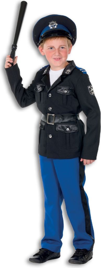 L3101230-152 Kinder Polizist blau-schwarz Polizeikostüm Gr.152