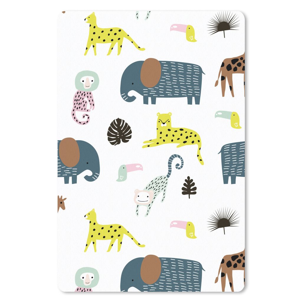 MuchoWow Mauspad Mousepad Tiere - Elefant - Affe - Weiß 18x27 cm - Mousepads - Maus Mat - Pad - Mausunterlage