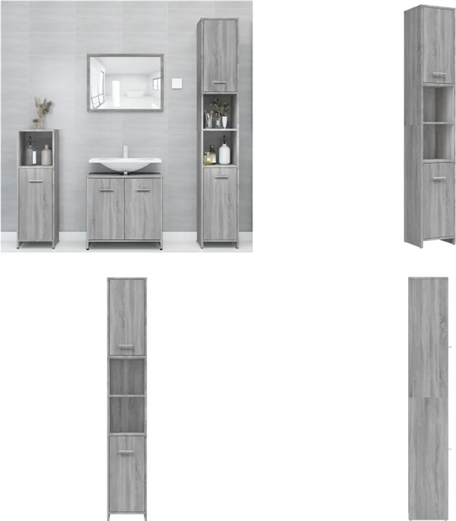 Mobile Bagno Verticale 183,5 cm vidaXL Grigio Sonoma Slim Design
