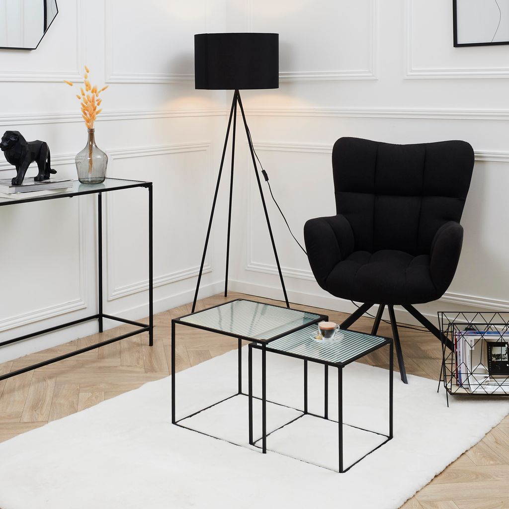 Satztische mit strukturierter Glasplatte Rosa (Satz von 2)